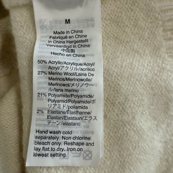 Madewell Bobble Dashwood V Neck Bright Ivory Sweater Size Medium - Picture 9 of 10